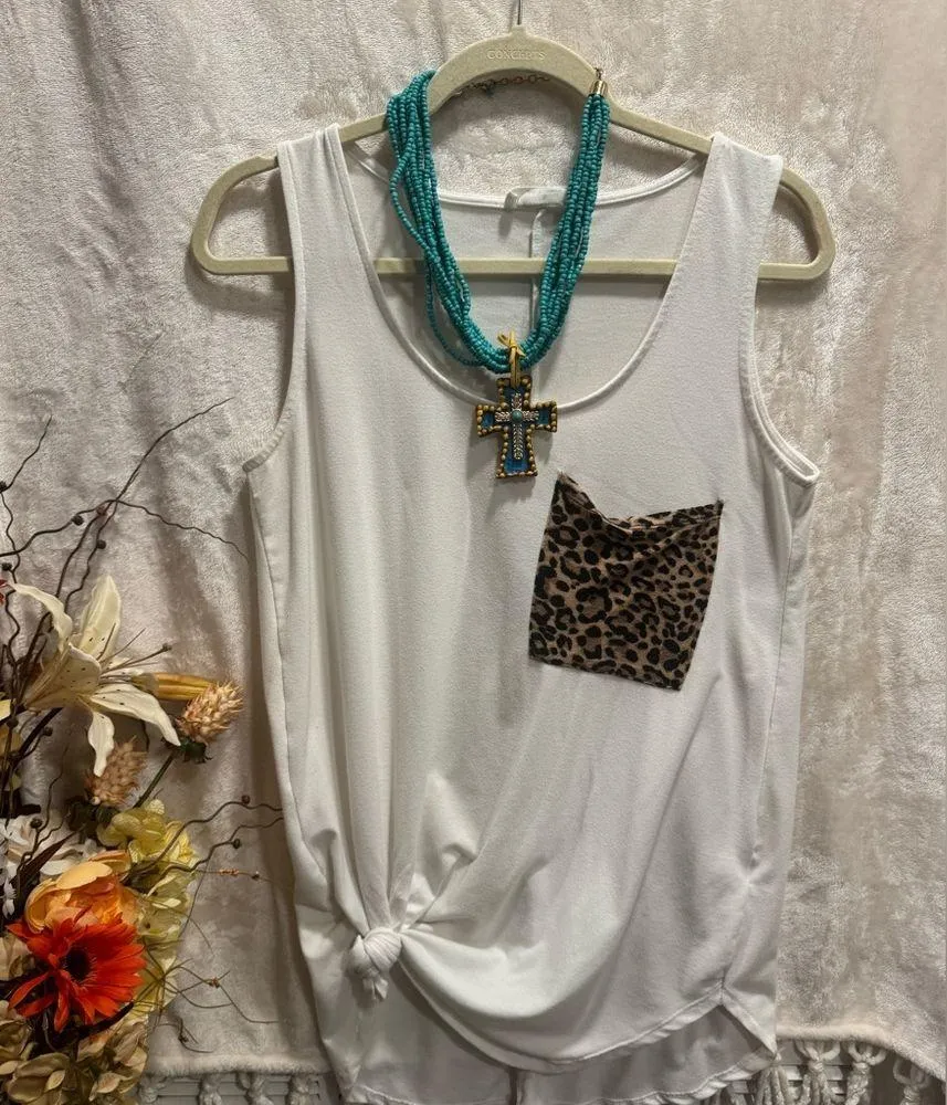 Zenana White Animal Print Tank Top, size S - Image 2