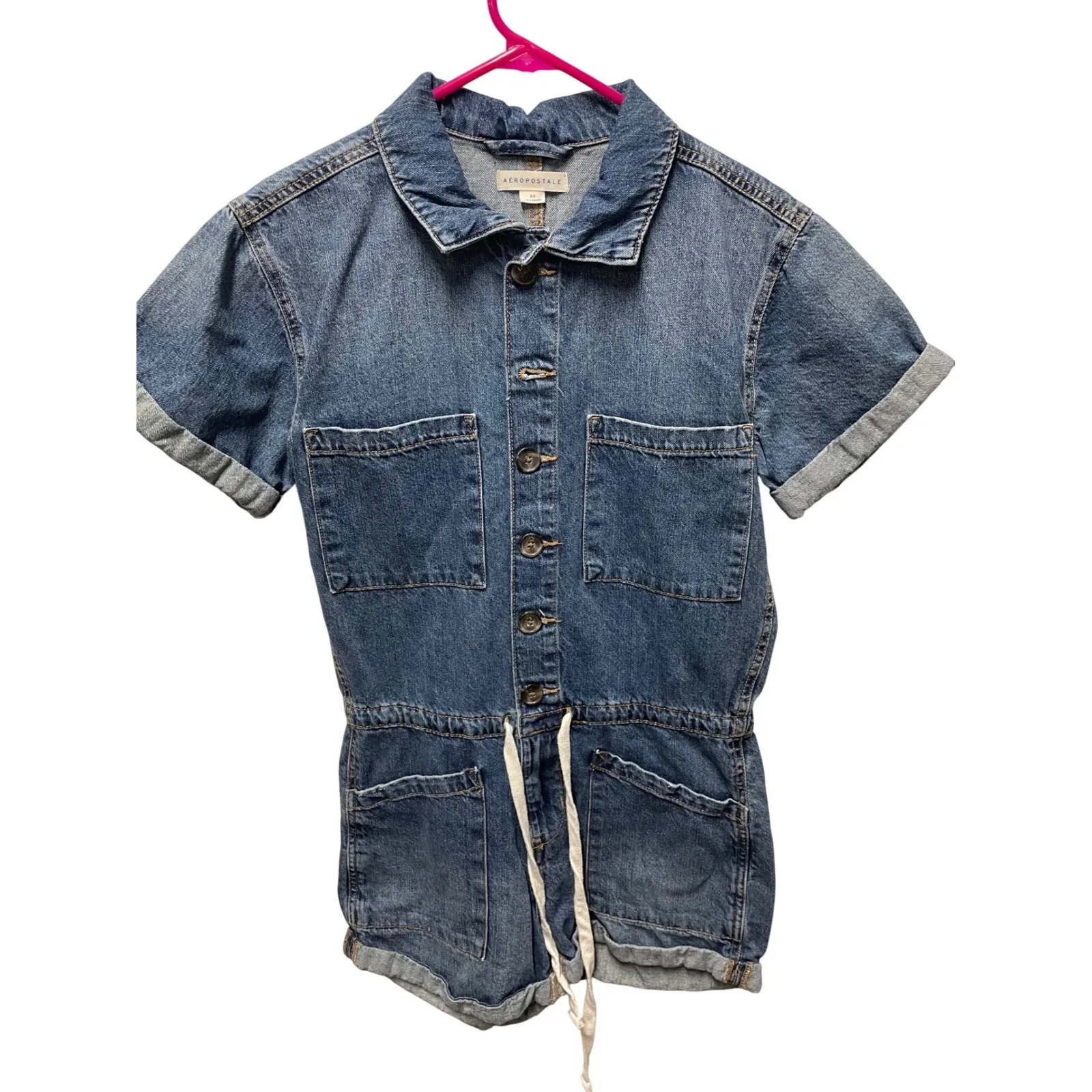 Aeropostale Denim Flight Suit‎ Romper SZ XS - Image 5