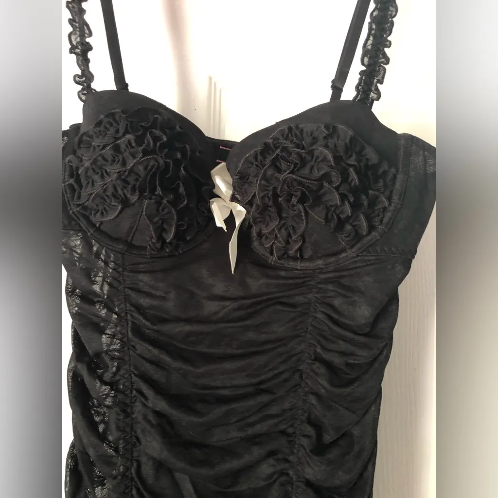 Victoria’s Secret mesh bow ruched lingerie bustier bodysuit 34B - Image 5