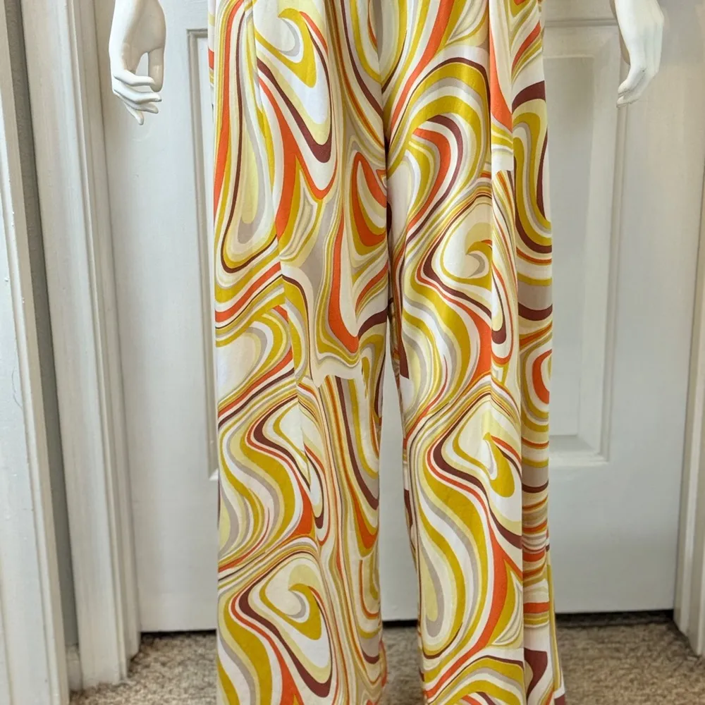 CHELSEA TAYLOR Stylish Multicolor Swirl Jumpsuit Size 2X F30 Orange - Image 5