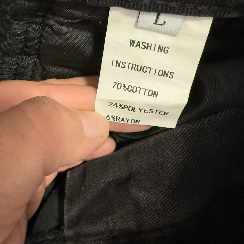 Emmiol Washed Heart Pattern Cargo Jeans, Faded Black, L Black Size 34 - Image 5