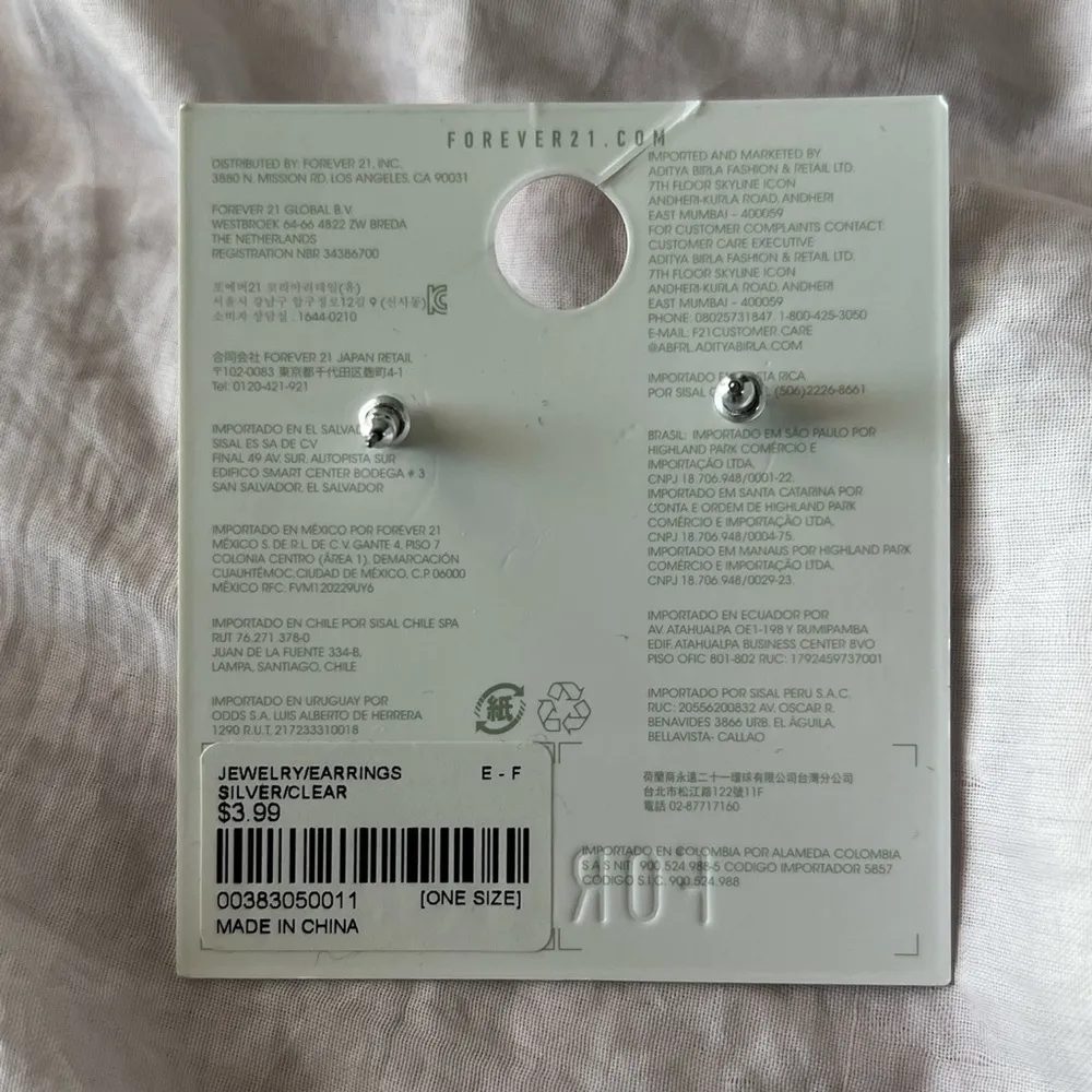 F21 silver stone earrings - Image 3