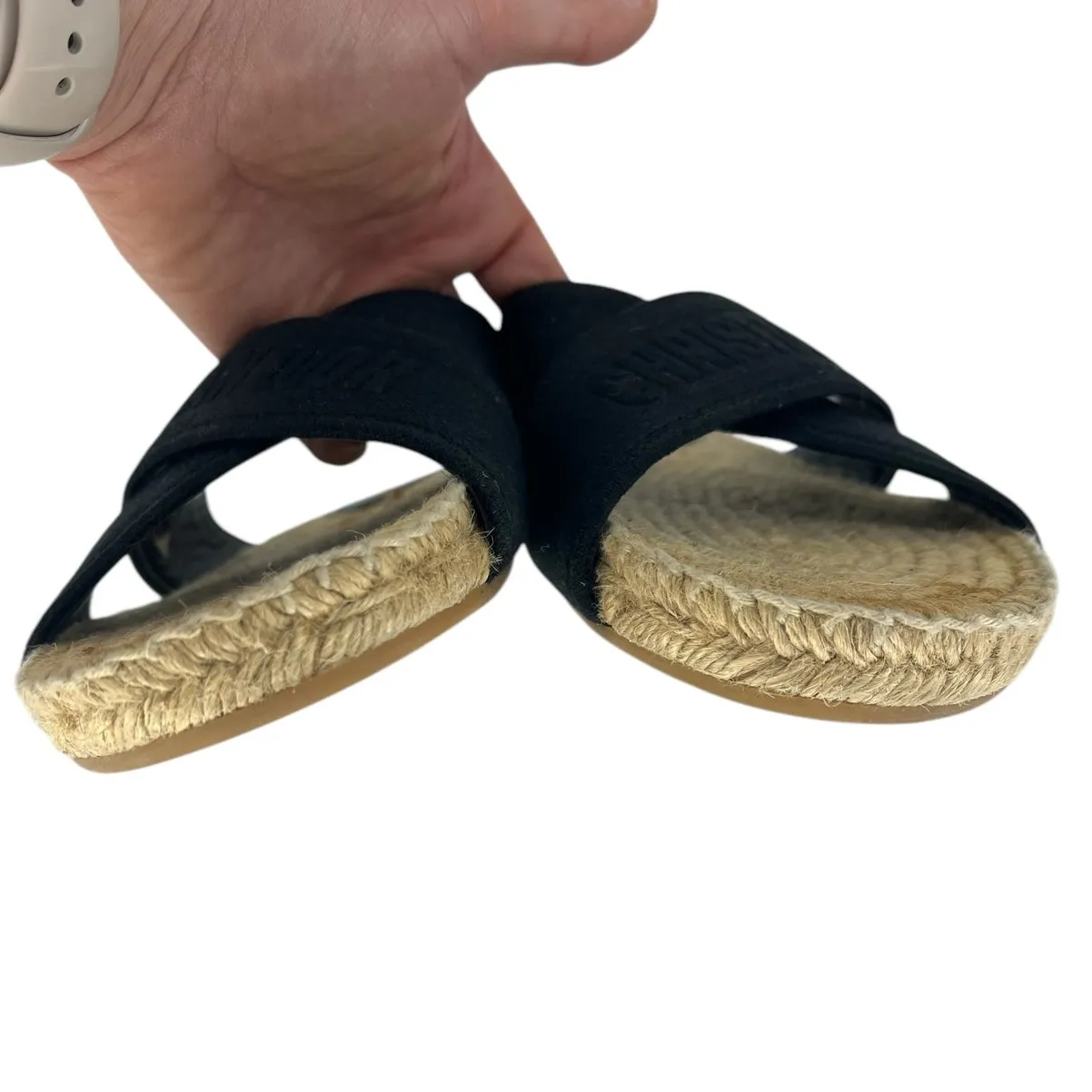 Christian Dior Canvas Embroidered Granville Espadrille Crisscross Flat Sandals - Image 9