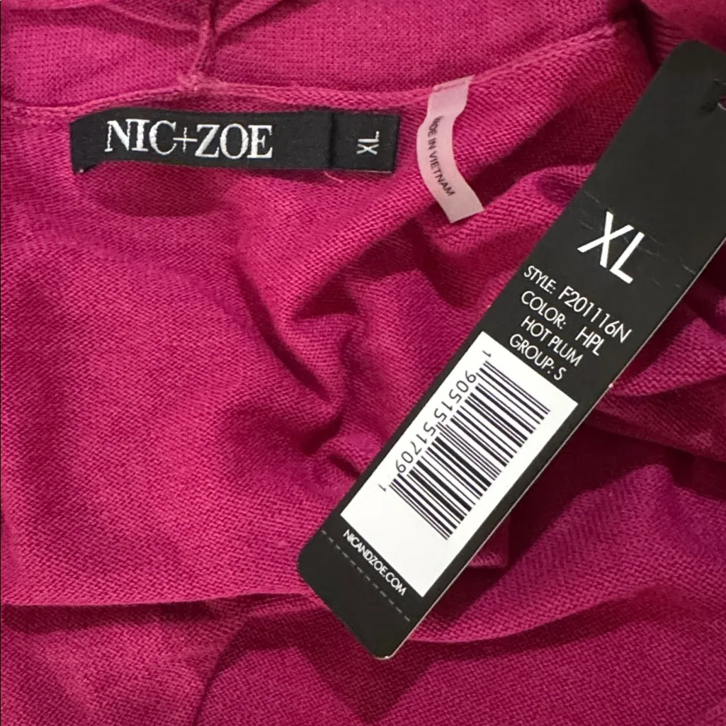 NWT Nic+Zoe Book Club Open Cardigan - Hot Plum - Image 5