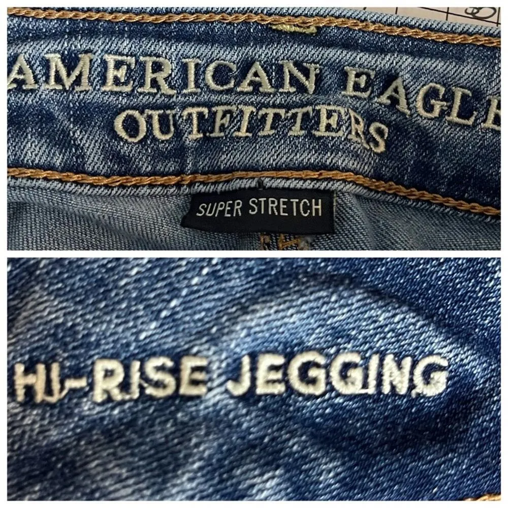 American Eagle Jeans Hi-Rise Jeggings Super Stretch Ankle Medium Wash AEO Size 4 - Image 5