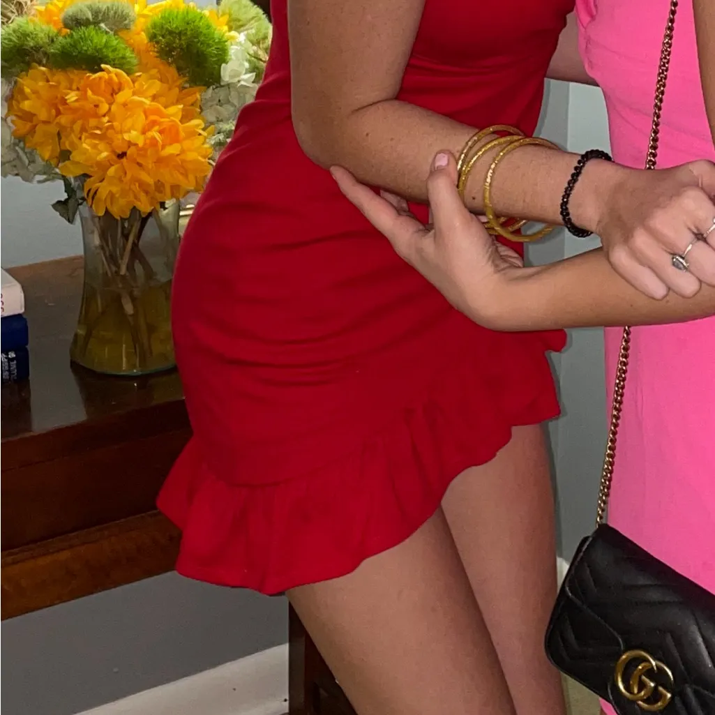 Lulu's Vibrant Red Asymmetrical Dress Size XS - Image 4