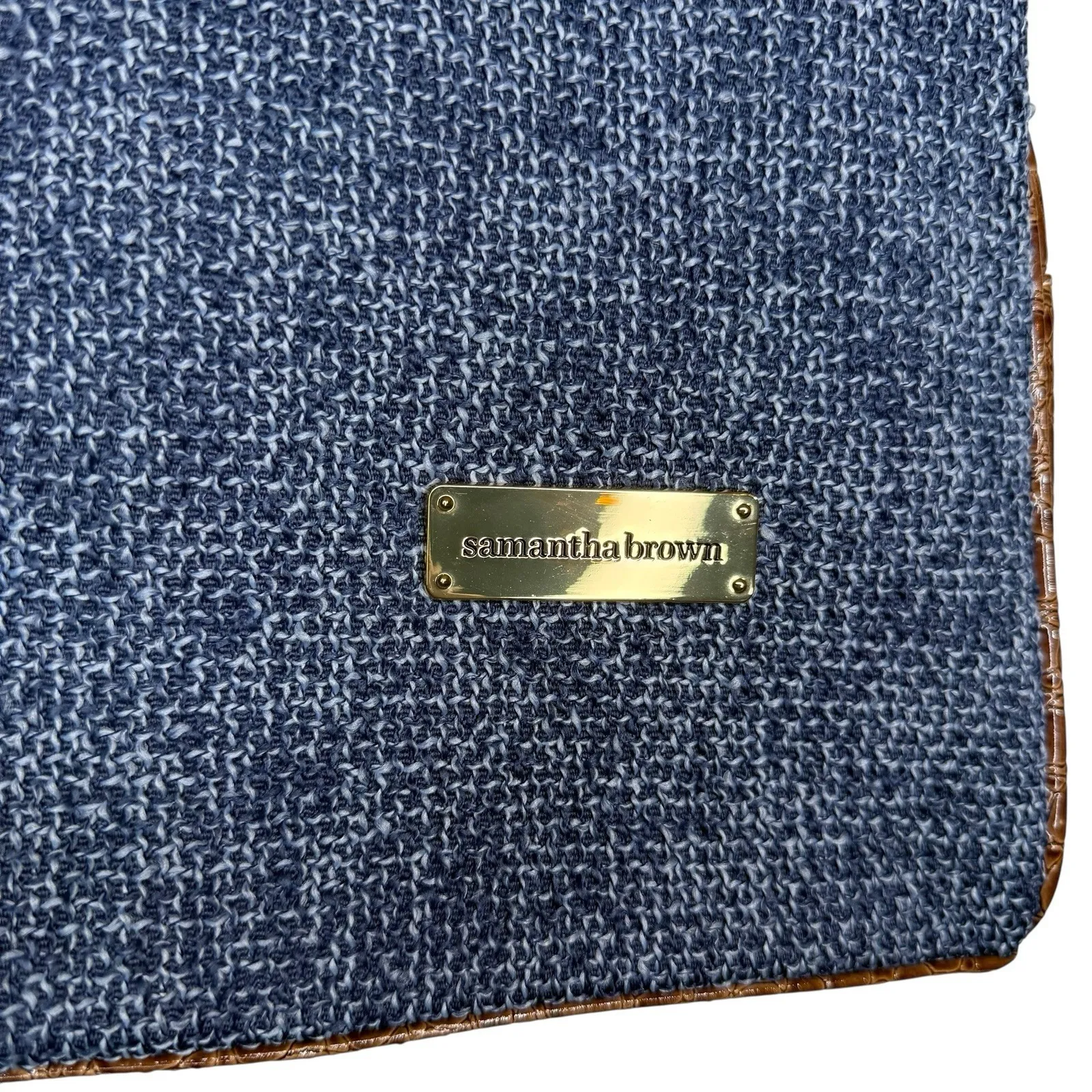 NWOT Samantha Brown Vintage Tweed Tote Blue Carry On Luggage Weekend‎ Bag - Image 3