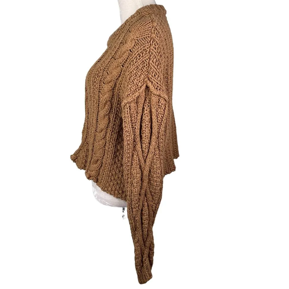 Free People Cutting Edge Cable Knit Sweater Brown Large - Image 6