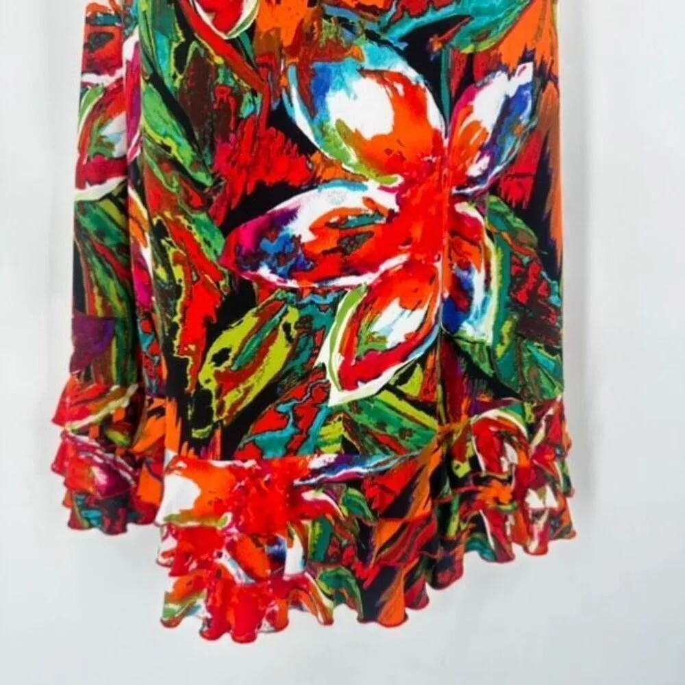 NWT R&K Originals Women Floral Sleeveless Ruffled Tropical Dress Tiered Medium‎ Red - Image 5