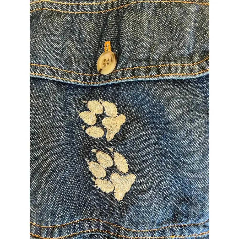 Denim Lined Shacket Women XL Wolf Cottage Grandma Grunge Western Aztec Southwest Blue - Image 8