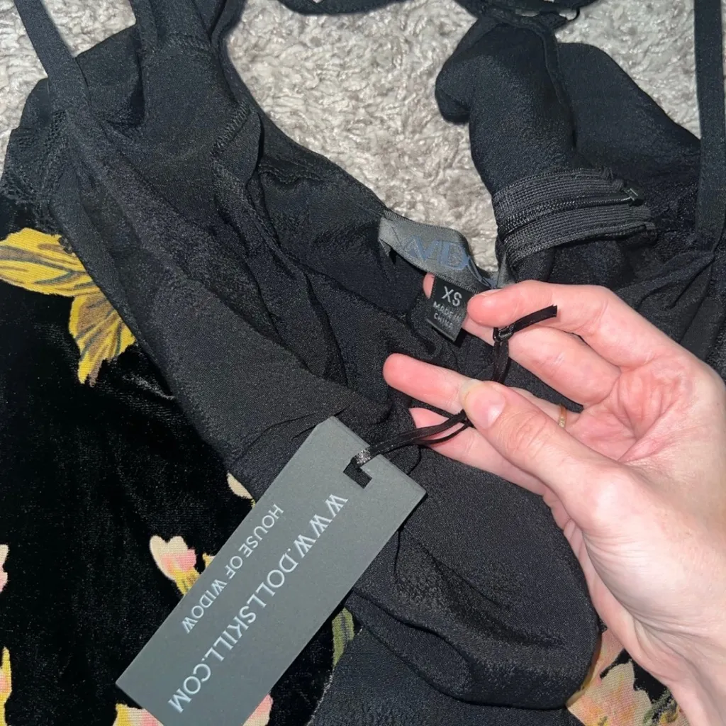 Dolls Kill Black Floral Maxi Dress - Image 4