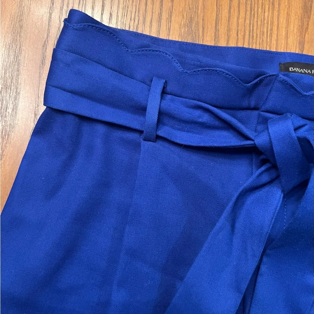 Banana Republic Belted Scallop Royal Blue Stretchy Cotton 5” Dress Shorts Size 4 - Image 6