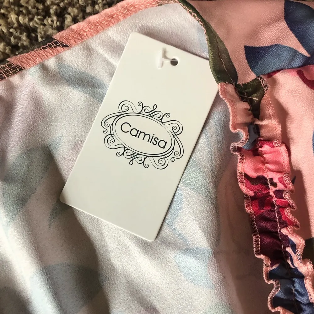 Camissa Flowing Pink floral Maxi Dress Size XL Plunge Neckline New NWT - Image 8