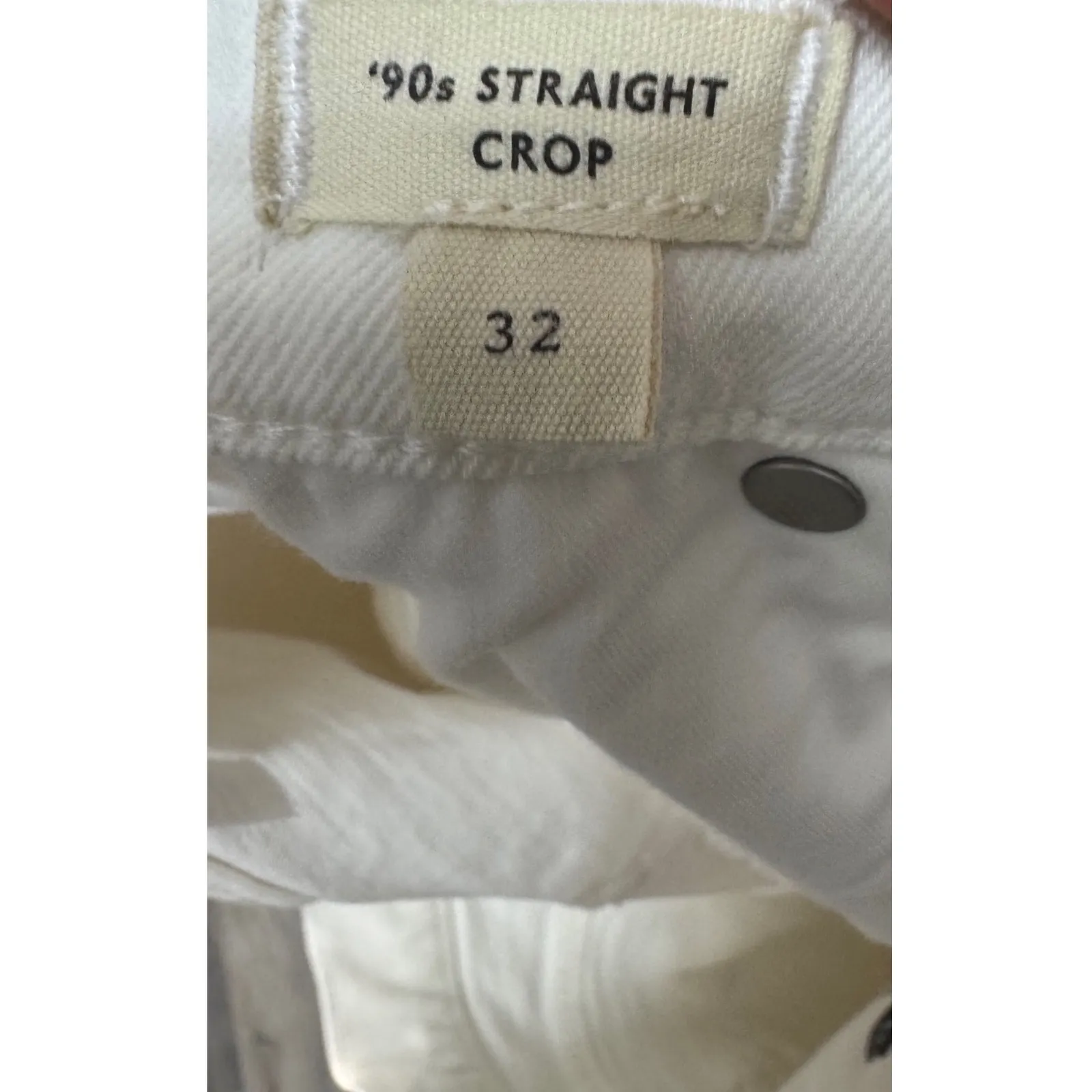 Madewell 90s Straight Crop Jeans Women's Size 32 White Raw Hem Denim‎ - Image 5