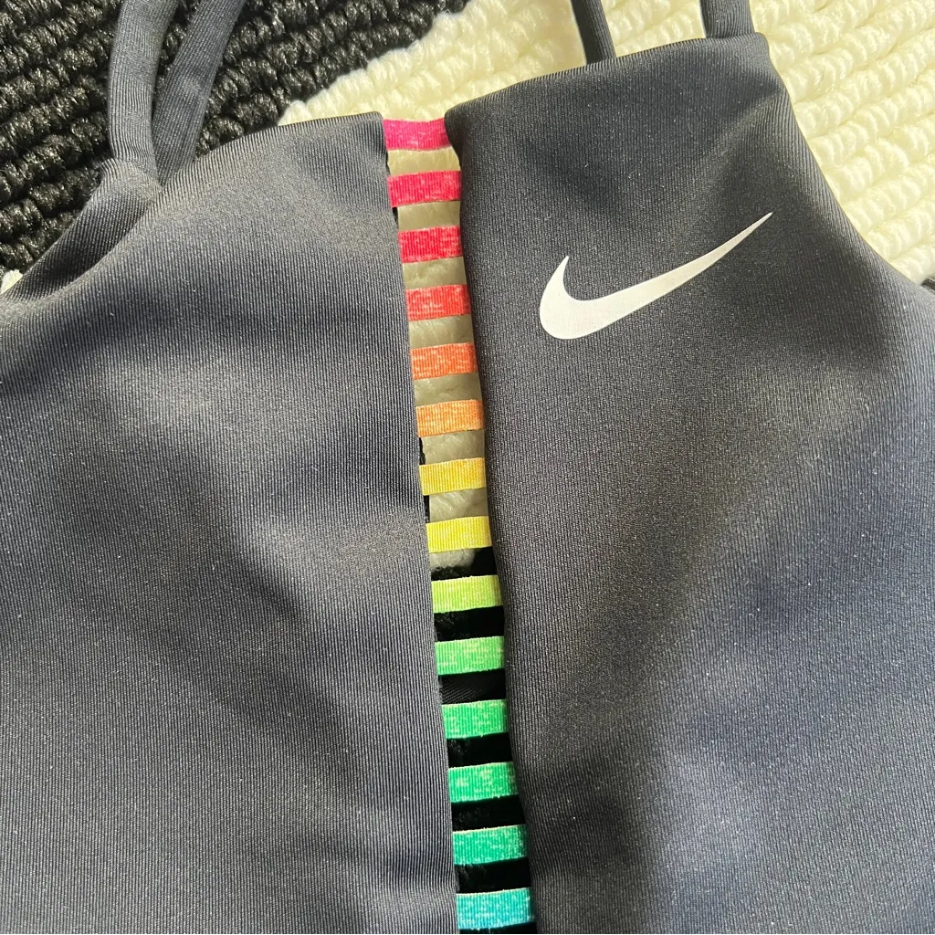Nike Women’s Black Rainbow Ladder Sports Bra with Ifit logo - Image 10