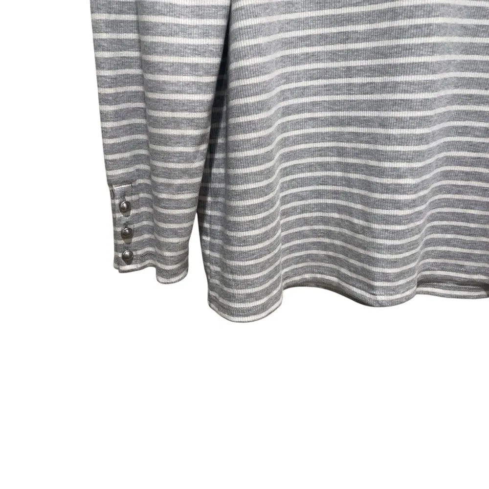 Talbots Striped Turtleneck Neck Sweater Top Gray White Petite Women’s Size XL - Image 2
