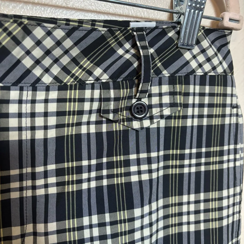 Bobby Jones Women's Golf Pants Plaid Black Gray Yellow White Cotton Blend Size 8 - Image 2