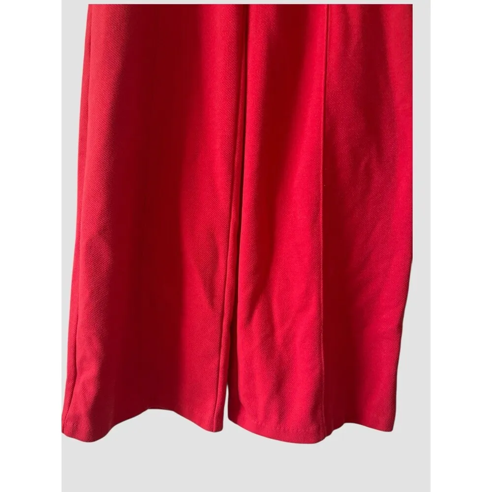 Old Navy Stevie High Rise Wide Leg Pants Ankle Elastic Waist Pockets Small Red - Image 4