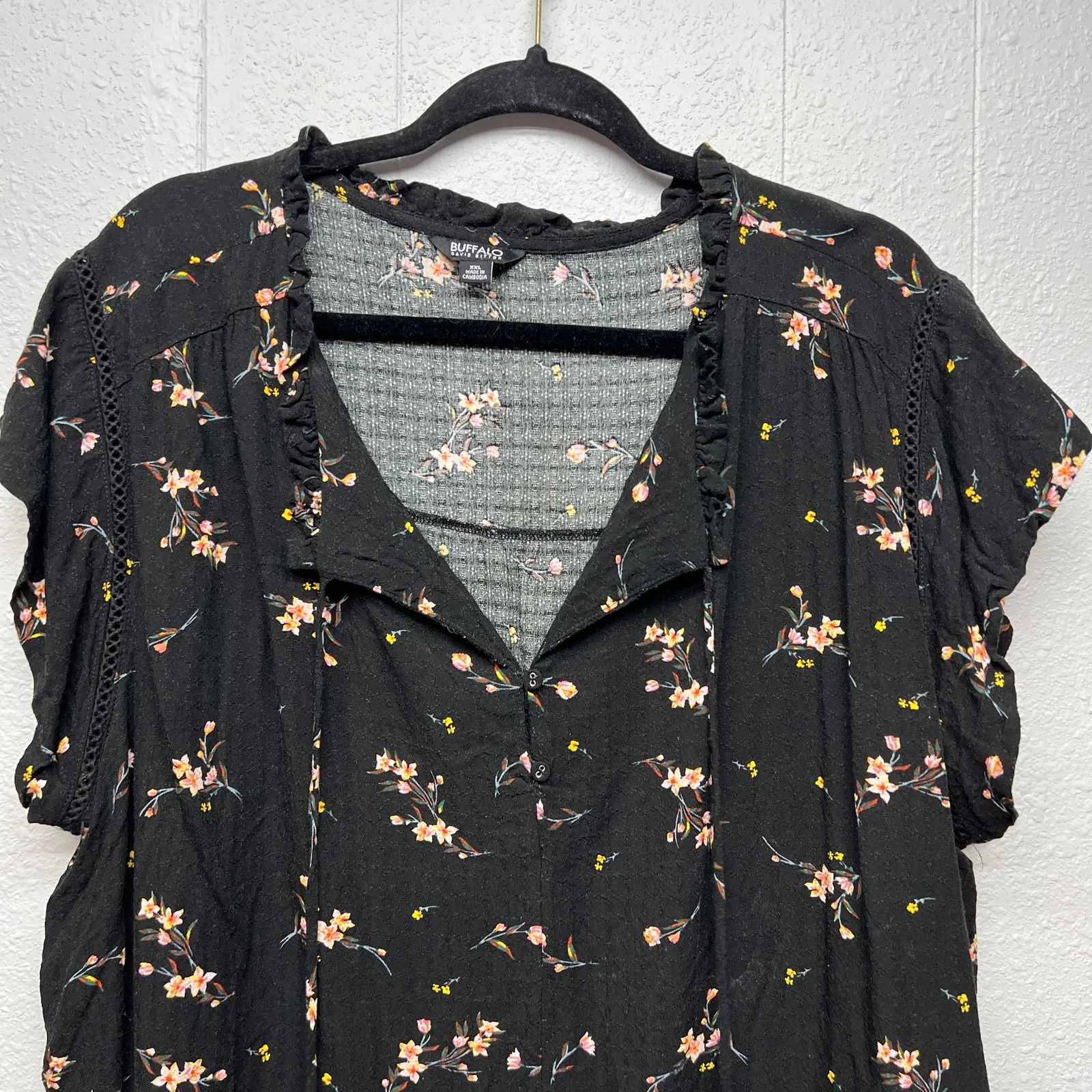 Buffalo Womens Top 2X Floral Cottagecore Gardencore Fairy Relaxed Flowy Mob Wife - Image 3