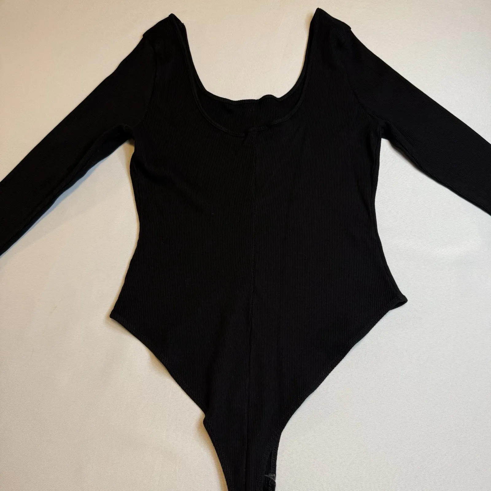 Charlotte Russe Black Scoop Neck Bodysuit Shirt Women Faux Button Down Plus 1X # - Image 3