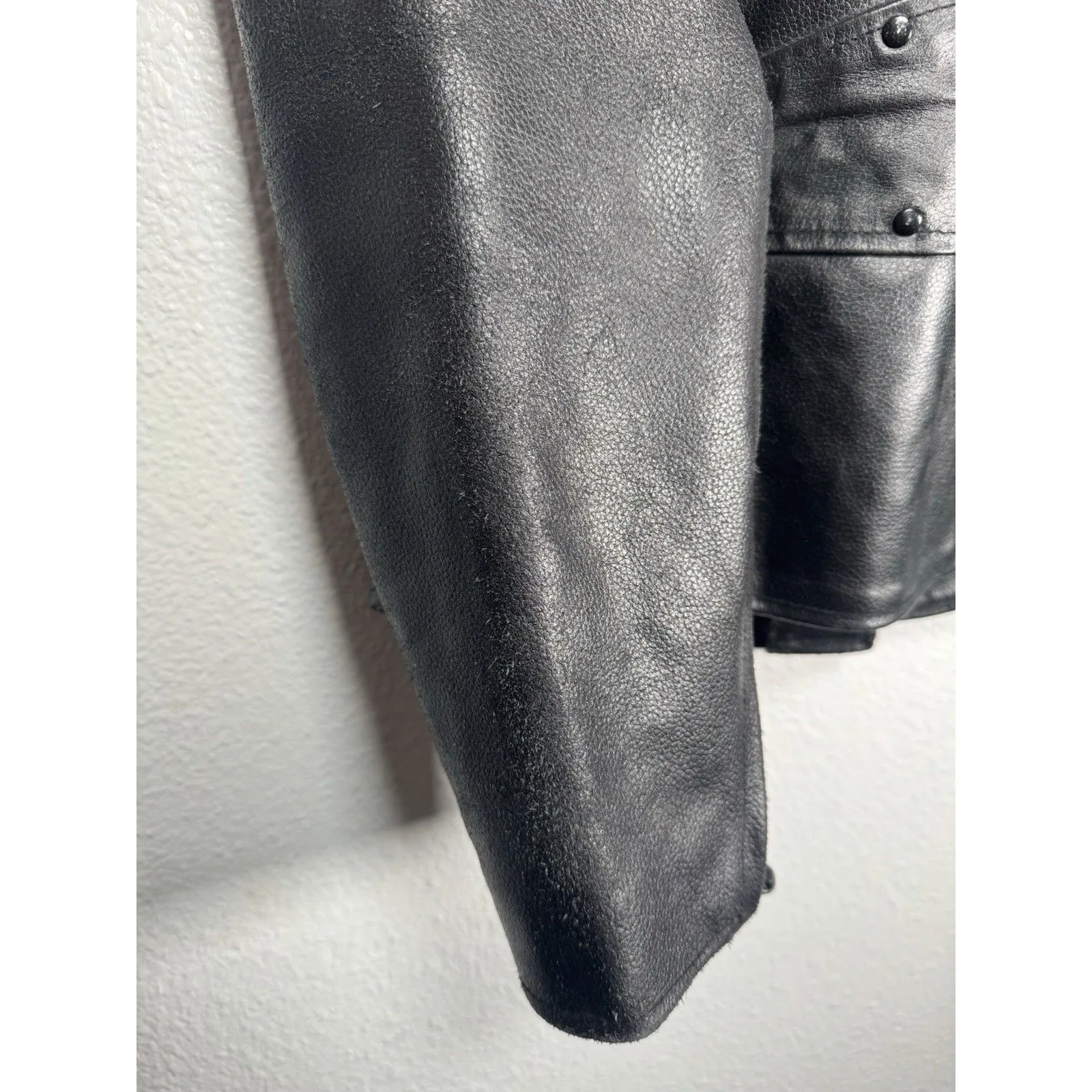 Milwaukee Black Leather Women's L Motorcycle Pocket Jacket With Zip Out Lining Size L - Image 15