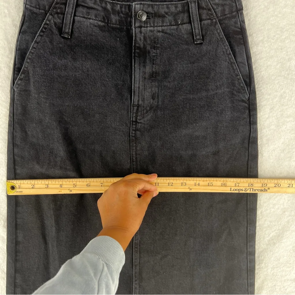 J. Crew Denim Maxi Skirt In Washed Black Front Slit High Rise NWT Size 26 - Image 11