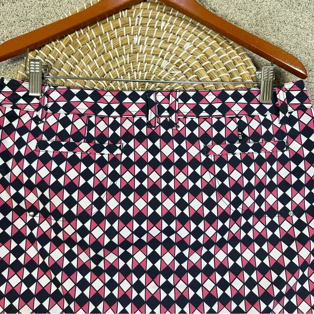 Nvo by Lanctot Women’s Navy Blue Diamond Patterned Poly Spandex Golf Skort 10 Pink - Image 4