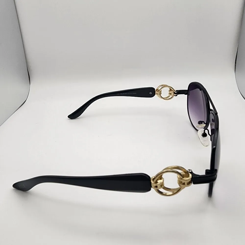 Elle Black Aviator Sunglasses & Case - Image 11