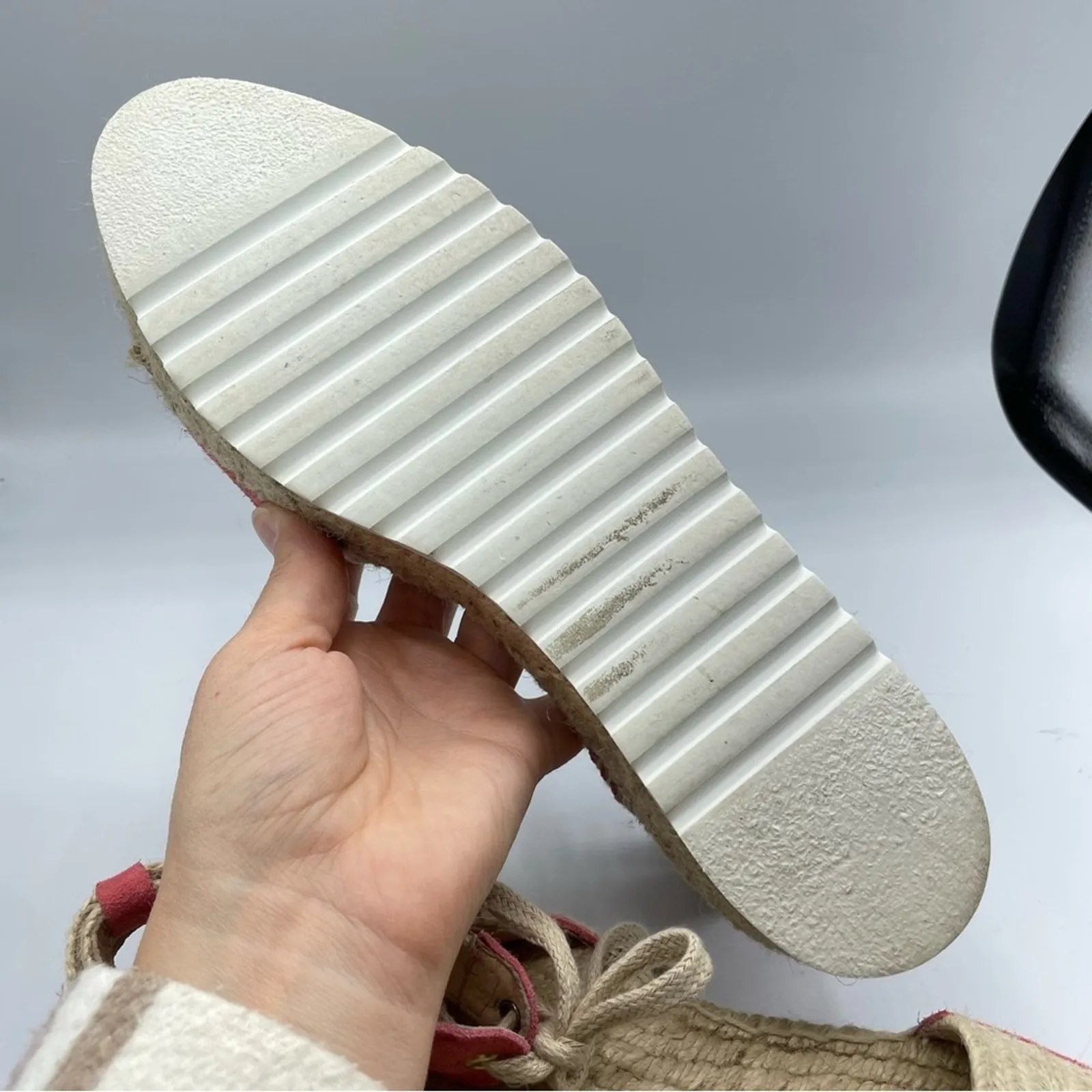 Intentionally Blank Platform Espadrille Sandals Tan & Coral Pink Womens 10 Beach - Image 8