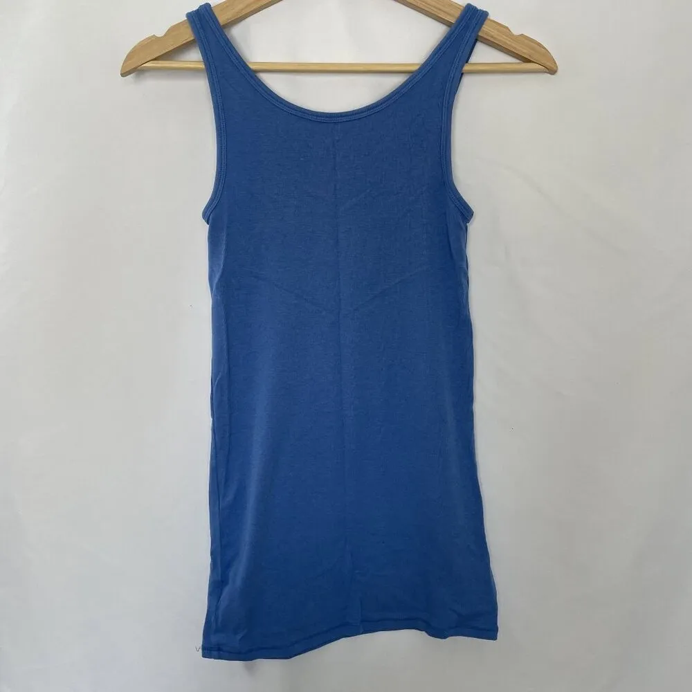 A New Day Blue Tank Top size small summery extra long shirt casual cotton modal - Image 6