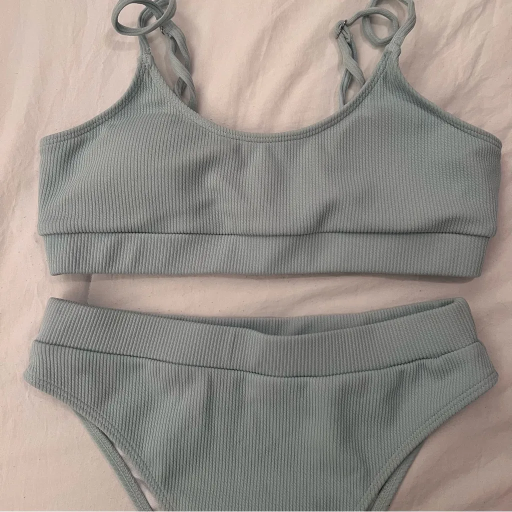 Seafoam Green Ribbed Bikini Bathing Suit NWOT - Image 2