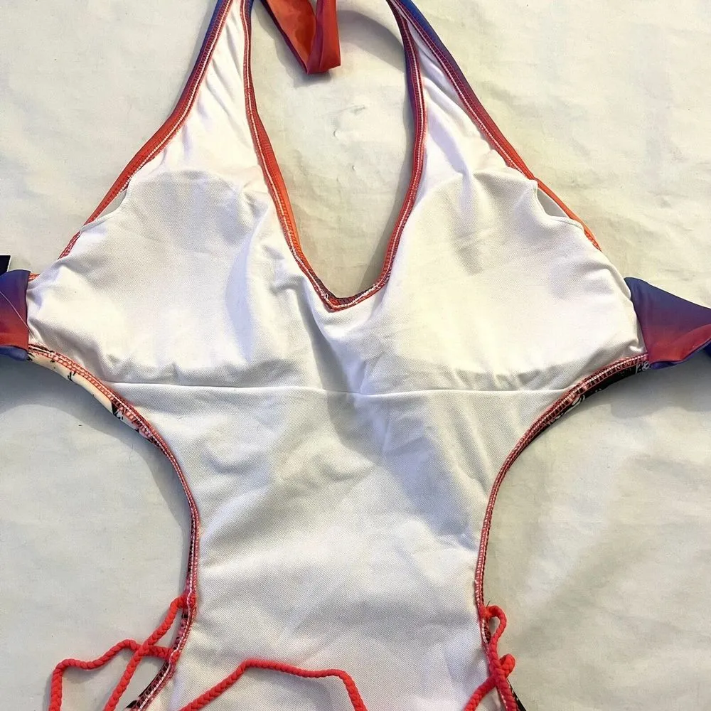 HeartSoul Women's Bikini Sz Medium Swimsuit One piece Padded Open Back Cut Side - Image 6