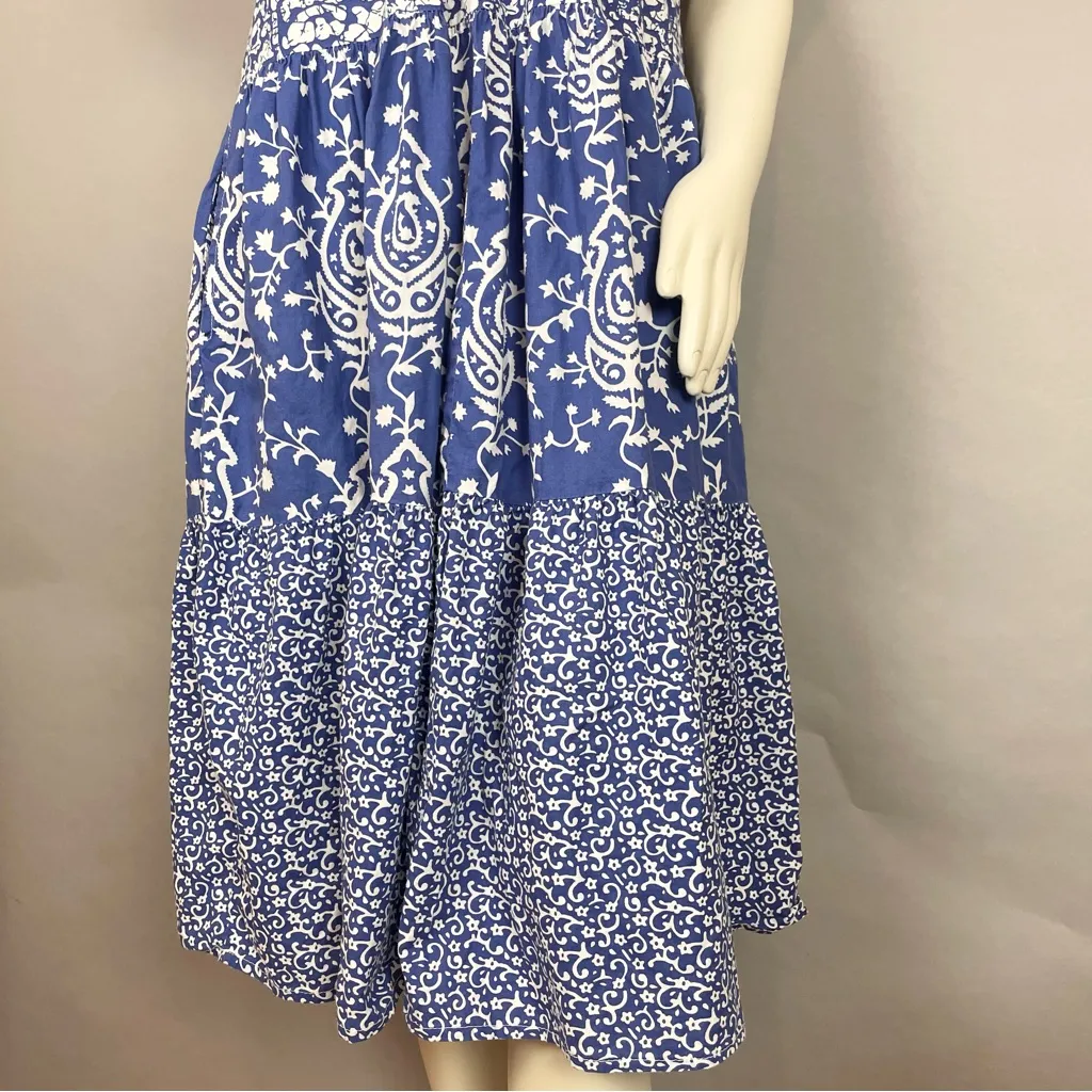 Floral Muumuu Dress Blue White Medium 14/16 Women Casual Short Sleeve Pockets‎ - Image 4
