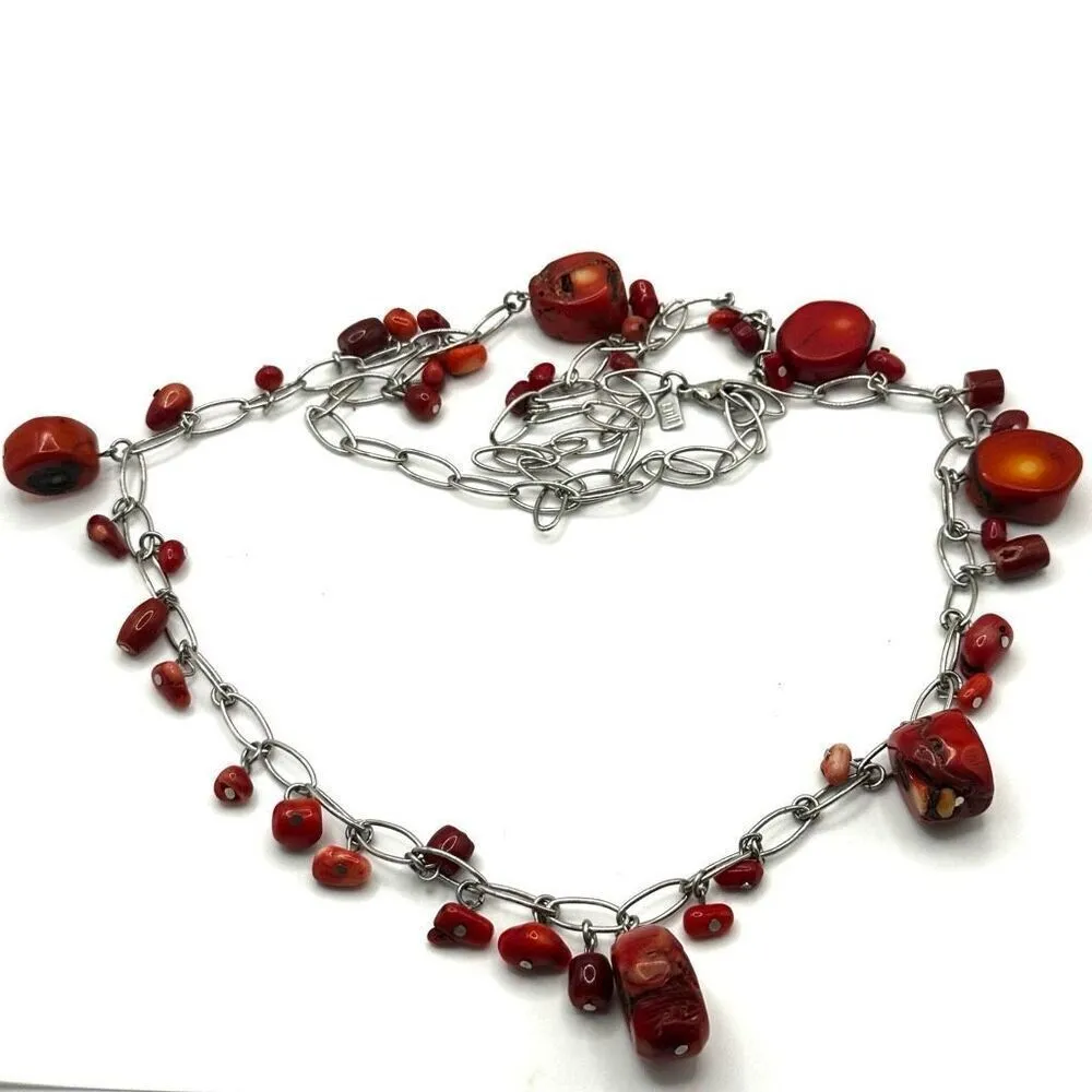 J.Jill silver tone and coral necklace - Image 14