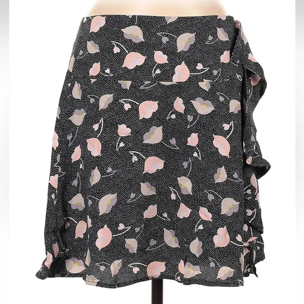 Ann Taylor LOFT Polka Dot Floral Side Ruffle A-Line Skirt Women’s Size 8 M NWT - Image 2