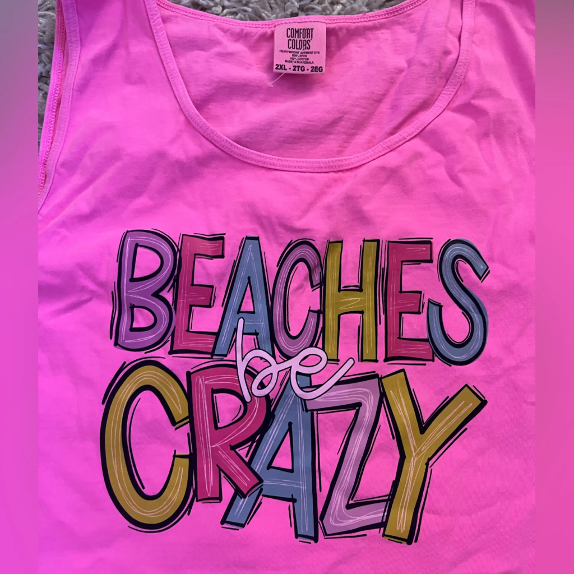 Comfort Colors Bright Pink Graphic Tank - Image 2