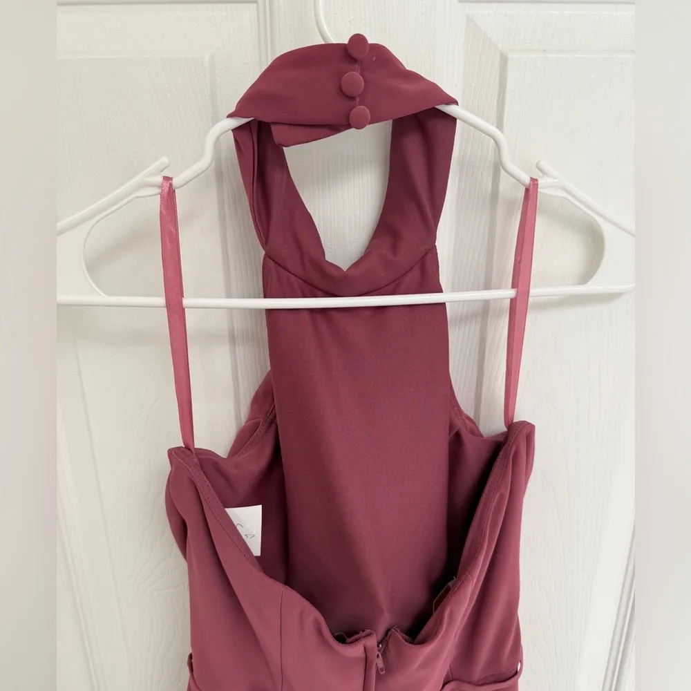 Kennedy Blue Stassi Rosewood Chiffon High Halter Neck Gown Women’s Size 6 - Image 5