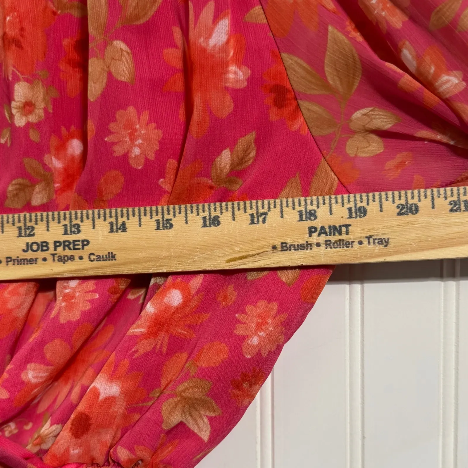 Peach Love California Floral Crop Top NWOT Coquette L Smocked Pink Boho Romantic - Image 4