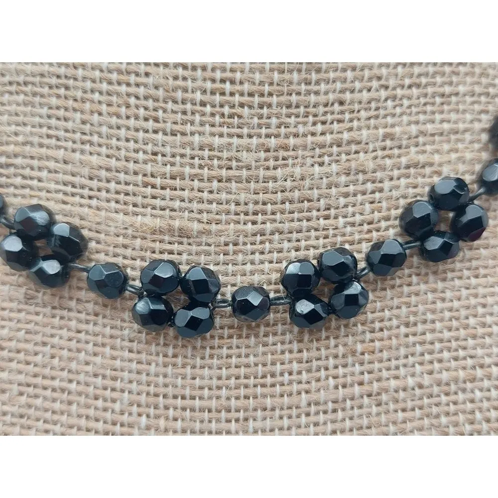 Black Glass Bead Lot of 2 Choker Necklace Thick Bead Bracelet - Image 7