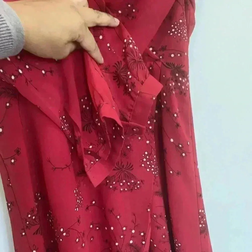 Madewell Red Wrap Floral Print Crepe Mini Dress sz 0 - Image 6