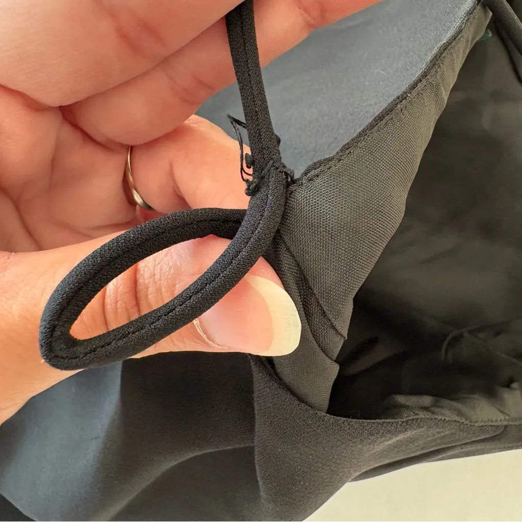 Vintage J. Crew 100% silk spaghetti strap cross dress LBD black size 4 - Image 14