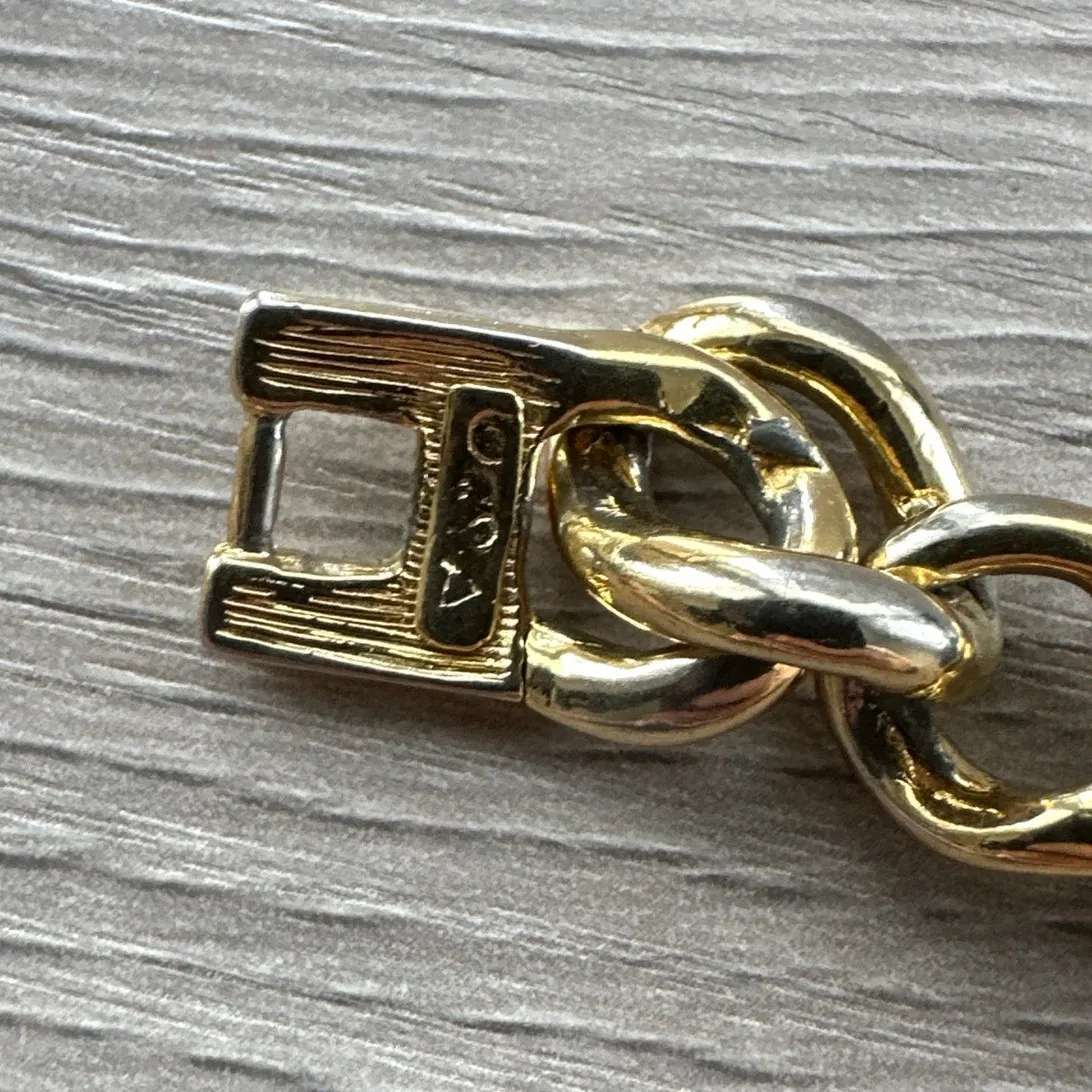 Gold Tone Link Bracelet Black Stones Rounded Ovals c 1950s Jewelry Cabochon - Image 5