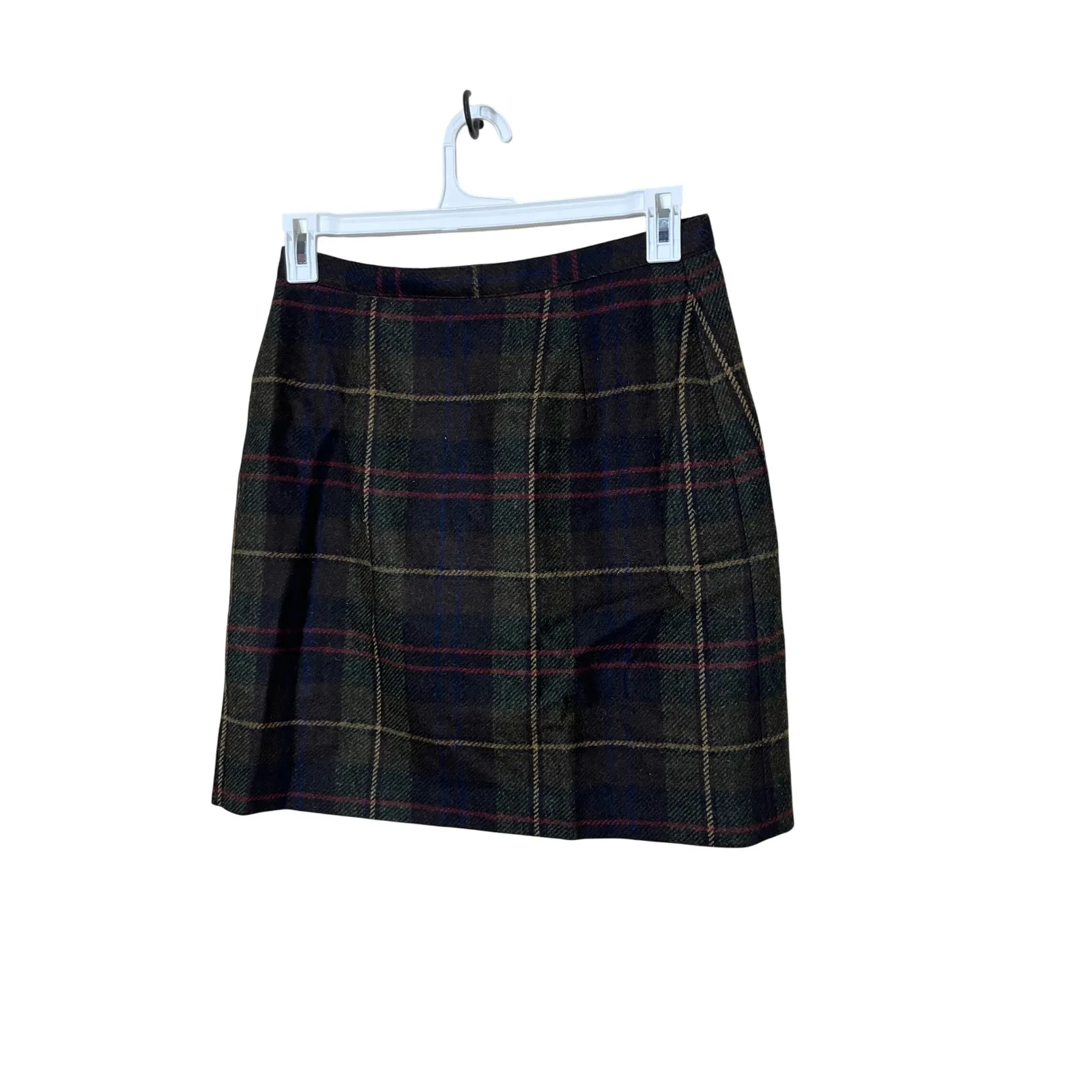 Vintage Harold's Wool Plaid Wrap Skirt Size 12 Brown‎ Green Red Blue Academia Brown - Image 5