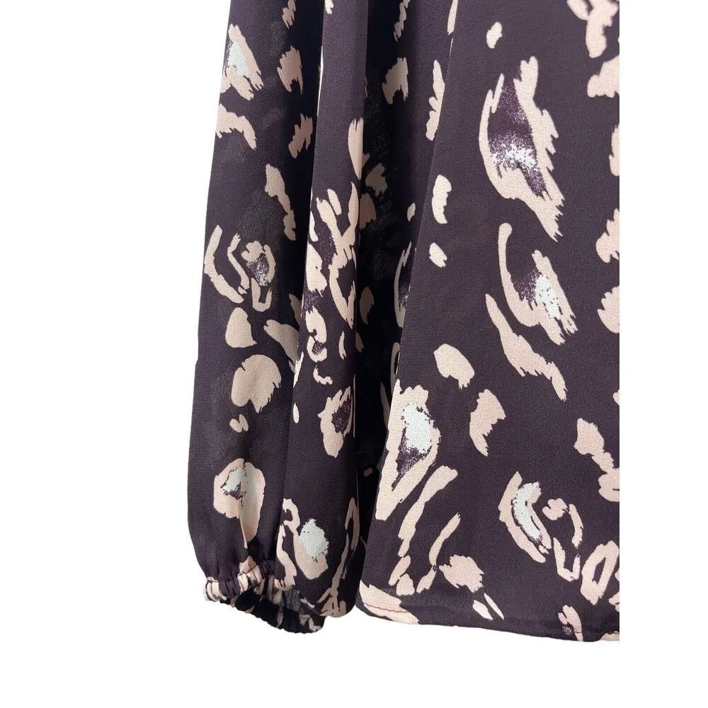 Nine West Purple Floral Long Sleeve Sheer Button Up XXL Top - Image 6