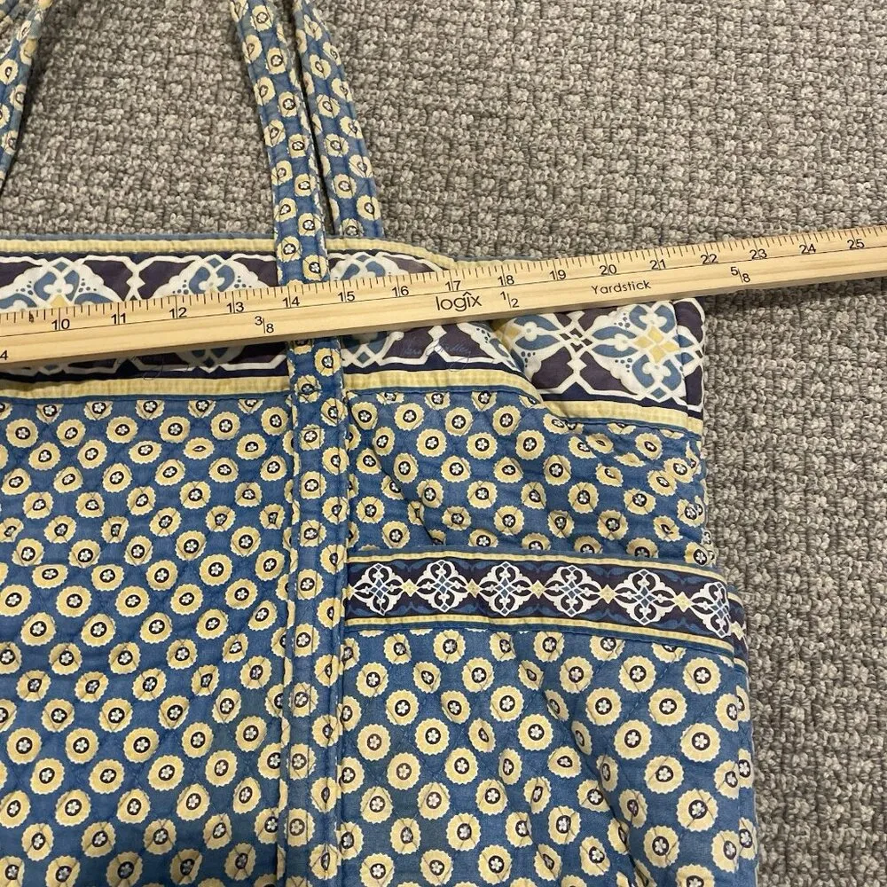 Vera Bradley Bag Villager Blue Yellow Large Shoulder Paisley Geometric Design - Image 5