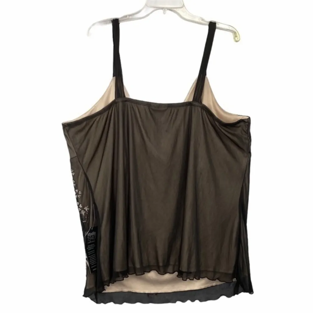 Studio 1940 NEW Black Floral Beaded Sleeveless Camisole Tank Top Size 26/28 - Image 5