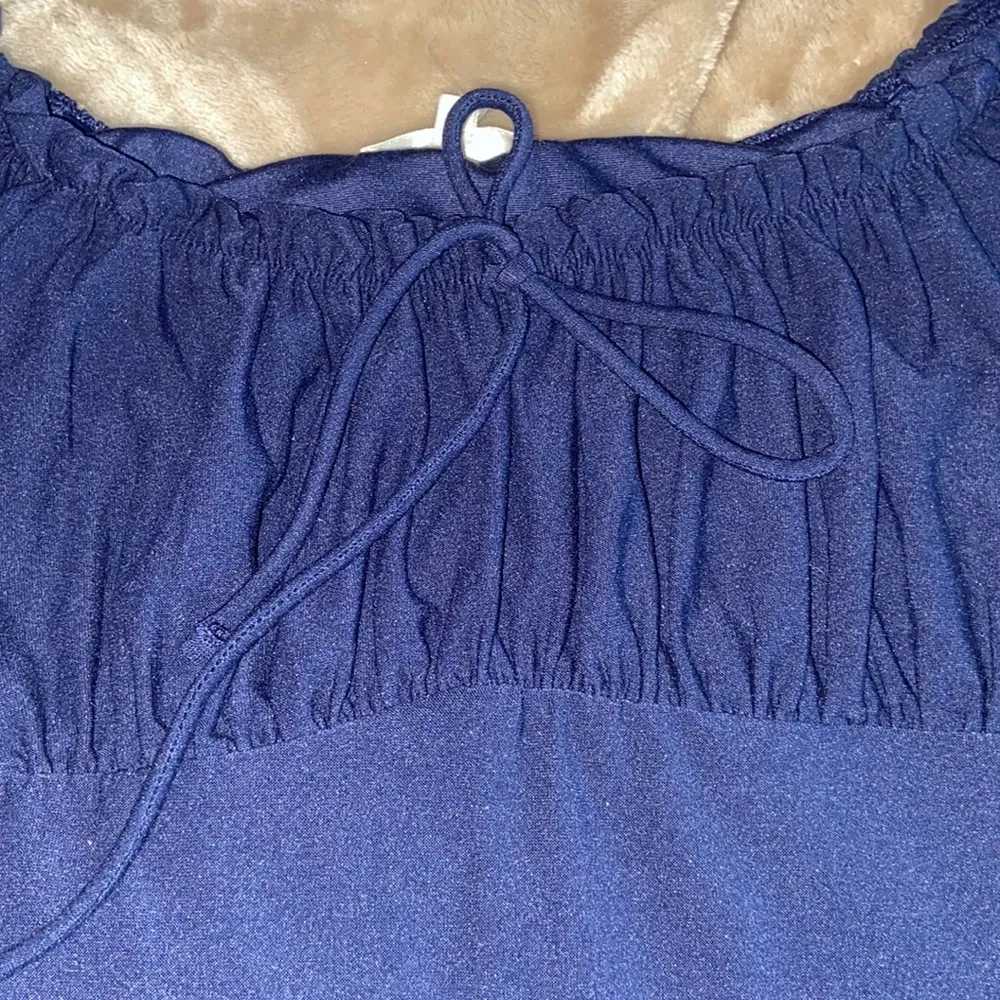 Off the shoulder navy ruched mini dress - Image 3