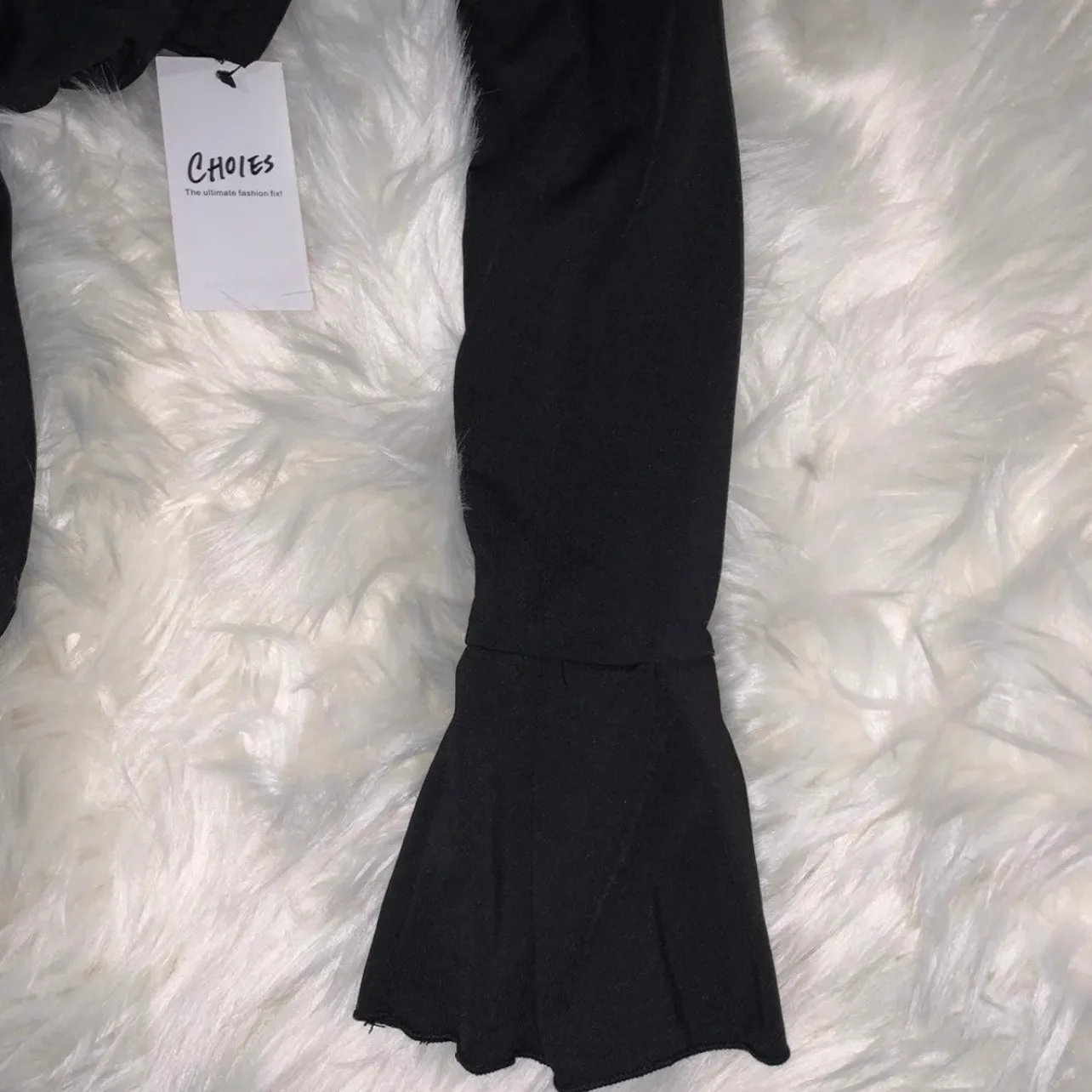 Tie front black top with bell sleeves - Image 4