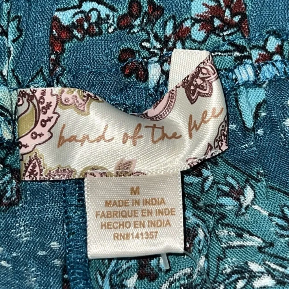 BOG Band of the Free Celene‎ Deep Teal Floral Midi Skirt Medium Front Slit Lined Blue - Image 8