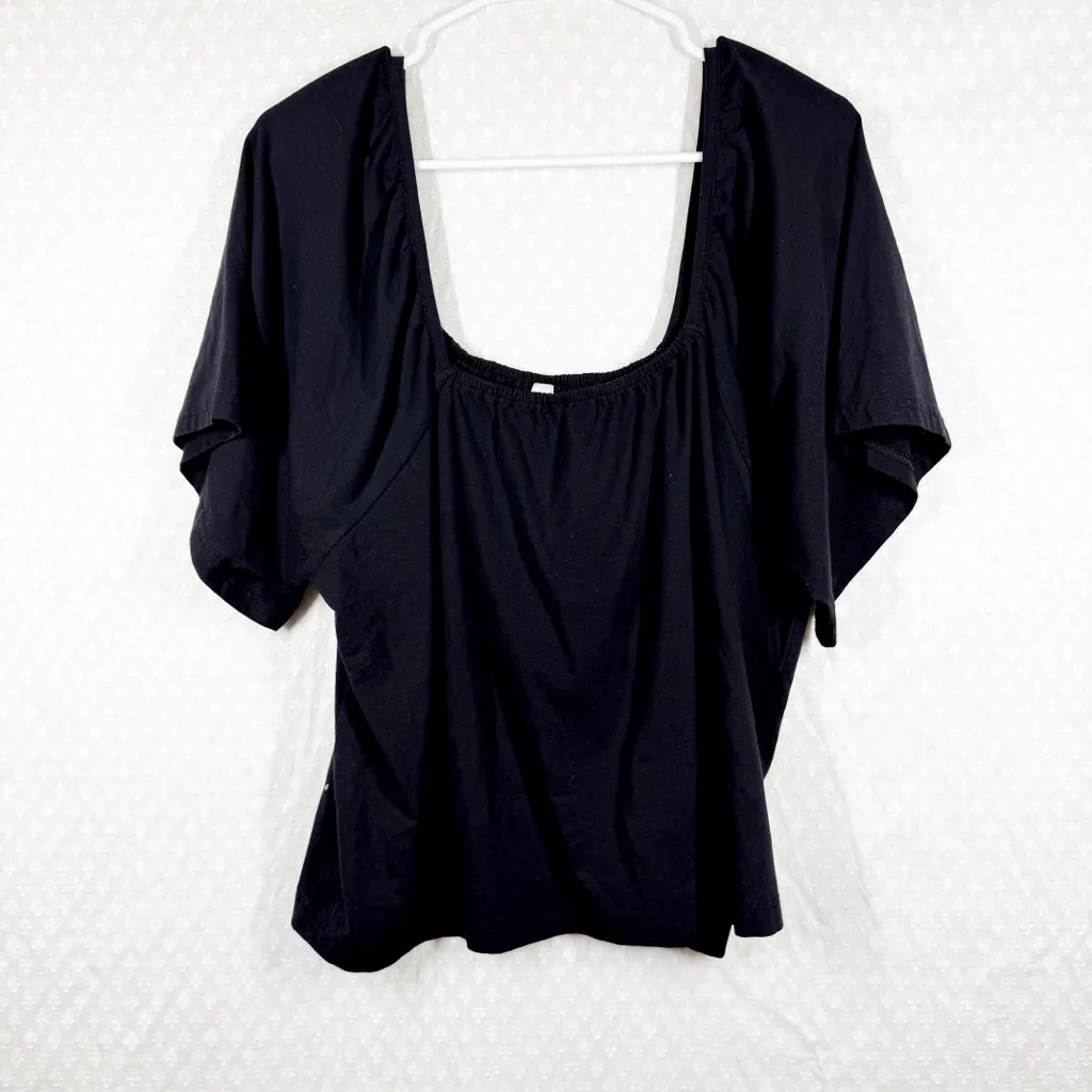 Pact Black Organic Cotton Puff Sleeve Top - Image 2